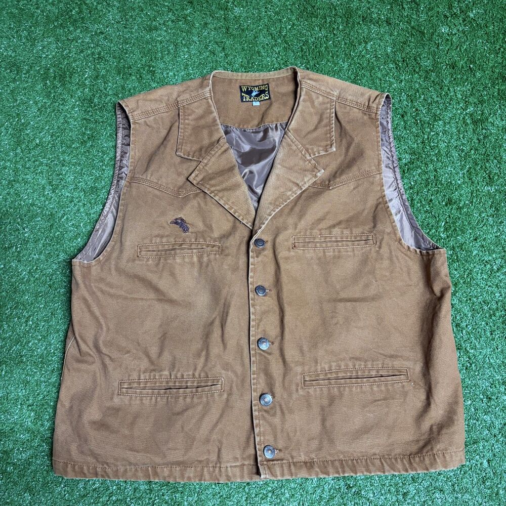 Wyoming Traders Canvas Vest Men’s Large Western Horse Logo Ranchwear